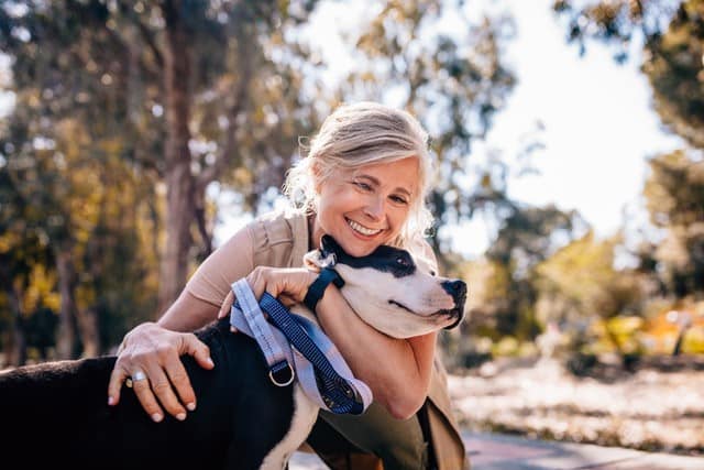 woman dog